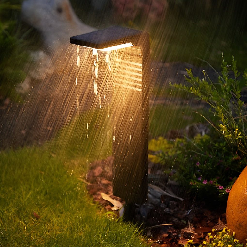 Modern Solar LED Landscape Pathway Lights Waterproof Outdoor Garden Lawn Path Lamp in Black