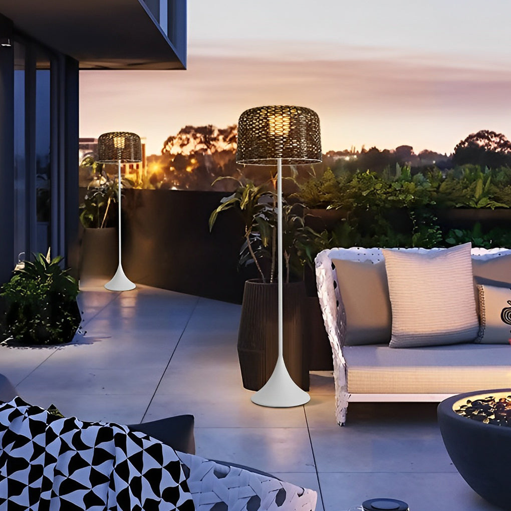 Modern Solar Mesh Outdoor Floor Lamp with Stainless Steel Body and IP67 Waterproof Rating