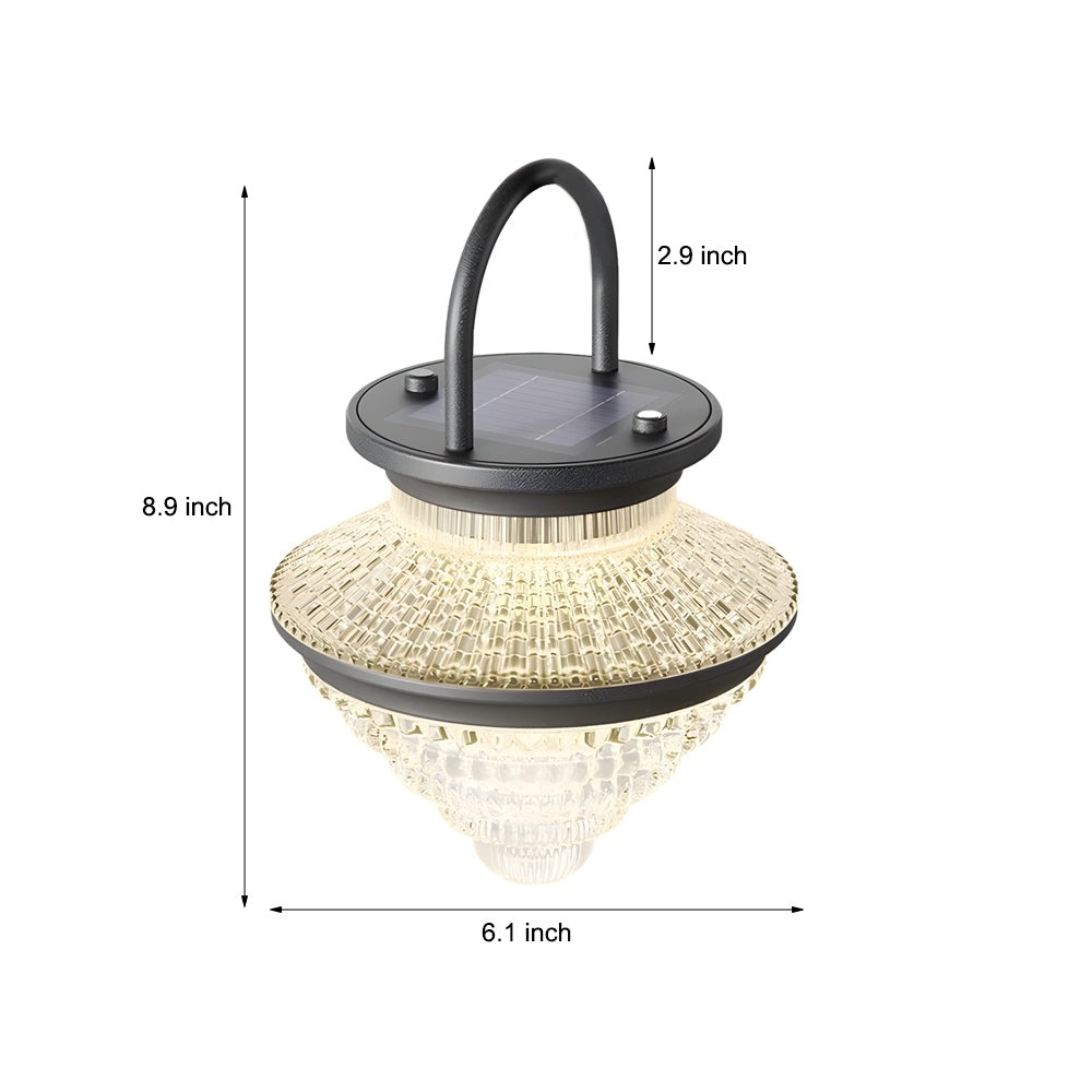 Modern Solar Outdoor Lantern Portable Waterproof LED Light with USB Charging and 3 Color Modes