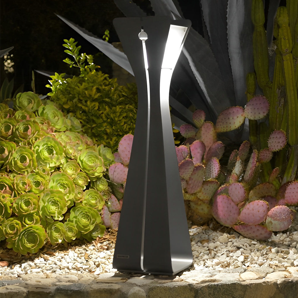 Modern Solar Outdoor Pathway Lights Waterproof Stainless Steel LED Landscape Garden Bollard Lamp