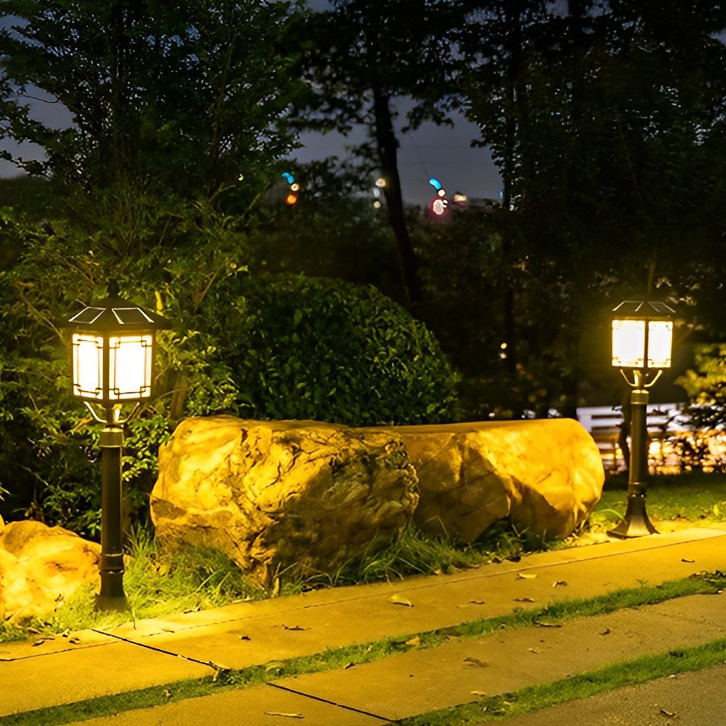 Modern Solar Outdoor Post Light with 3 Step Dimming Waterproof LED Garden Landscape Lamp