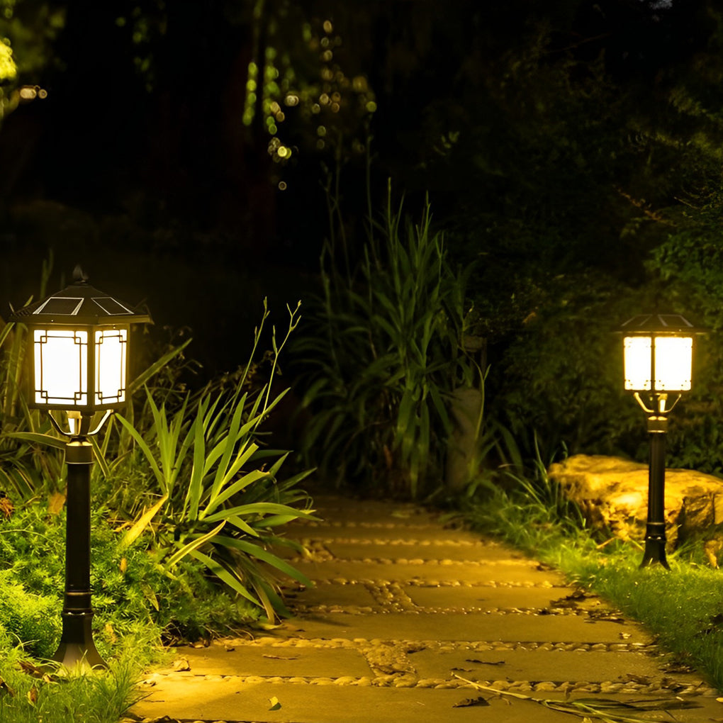 Modern Solar Outdoor Post Light with 3 Step Dimming Waterproof LED Garden Landscape Lamp