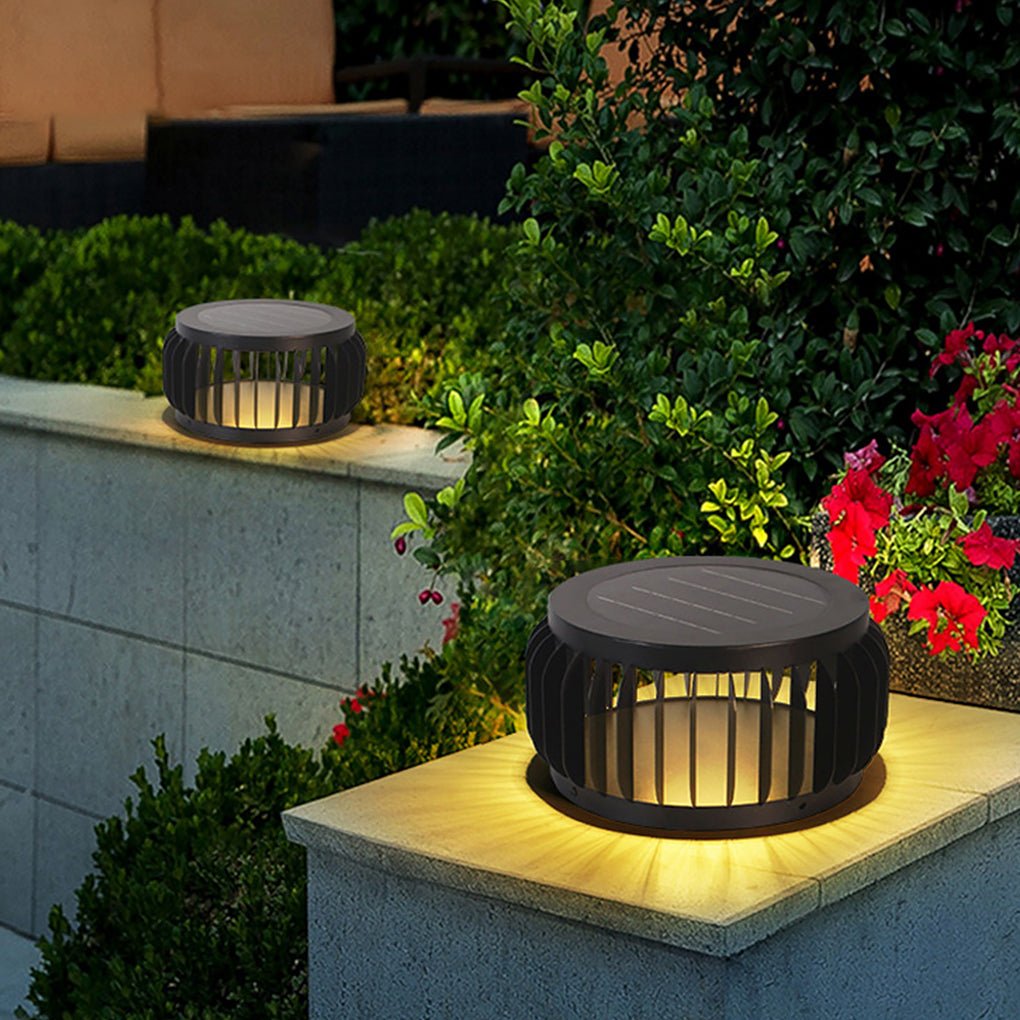 Modern Solar Powered Garden Post Light Waterproof Three Color LED Outdoor Path Lamp