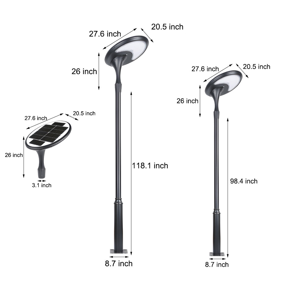 Modern Solar Powered LED Lamp Post Outdoor IP65 Waterproof Street Light for Gardens and Parks