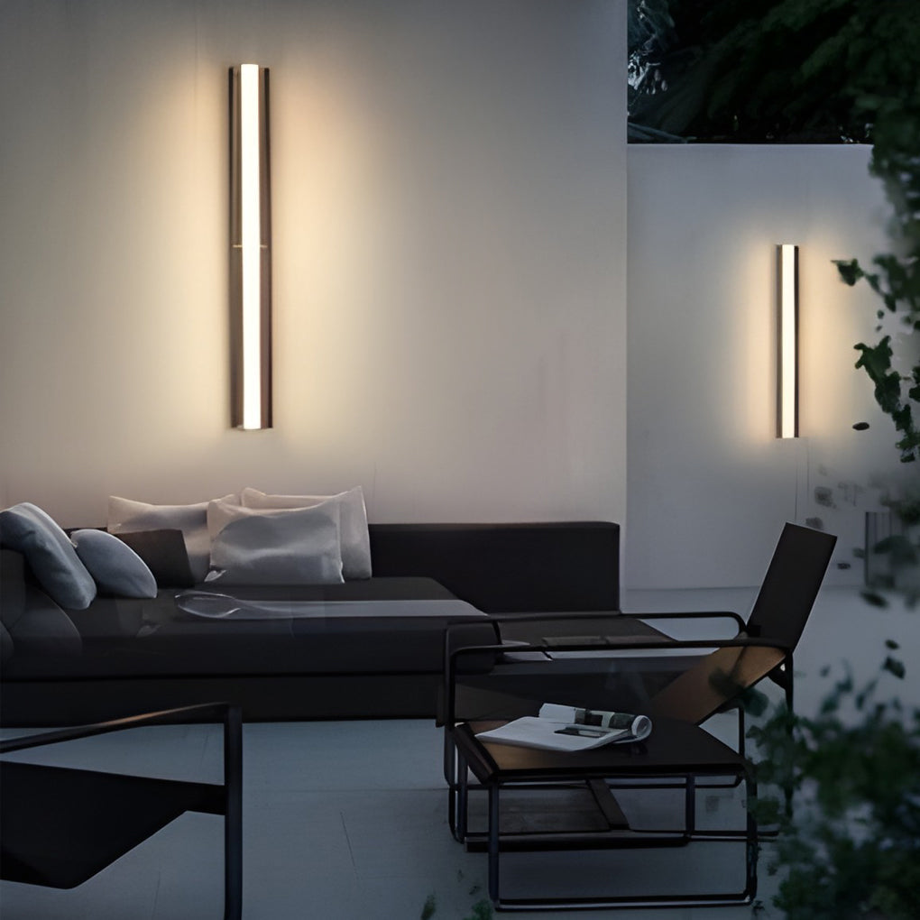 Modern Solar Powered LED Outdoor Wall Sconce Waterproof Linear Acrylic Porch Light