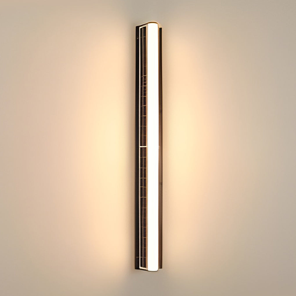 Modern Solar Powered LED Outdoor Wall Sconce Waterproof Linear Acrylic Porch Light