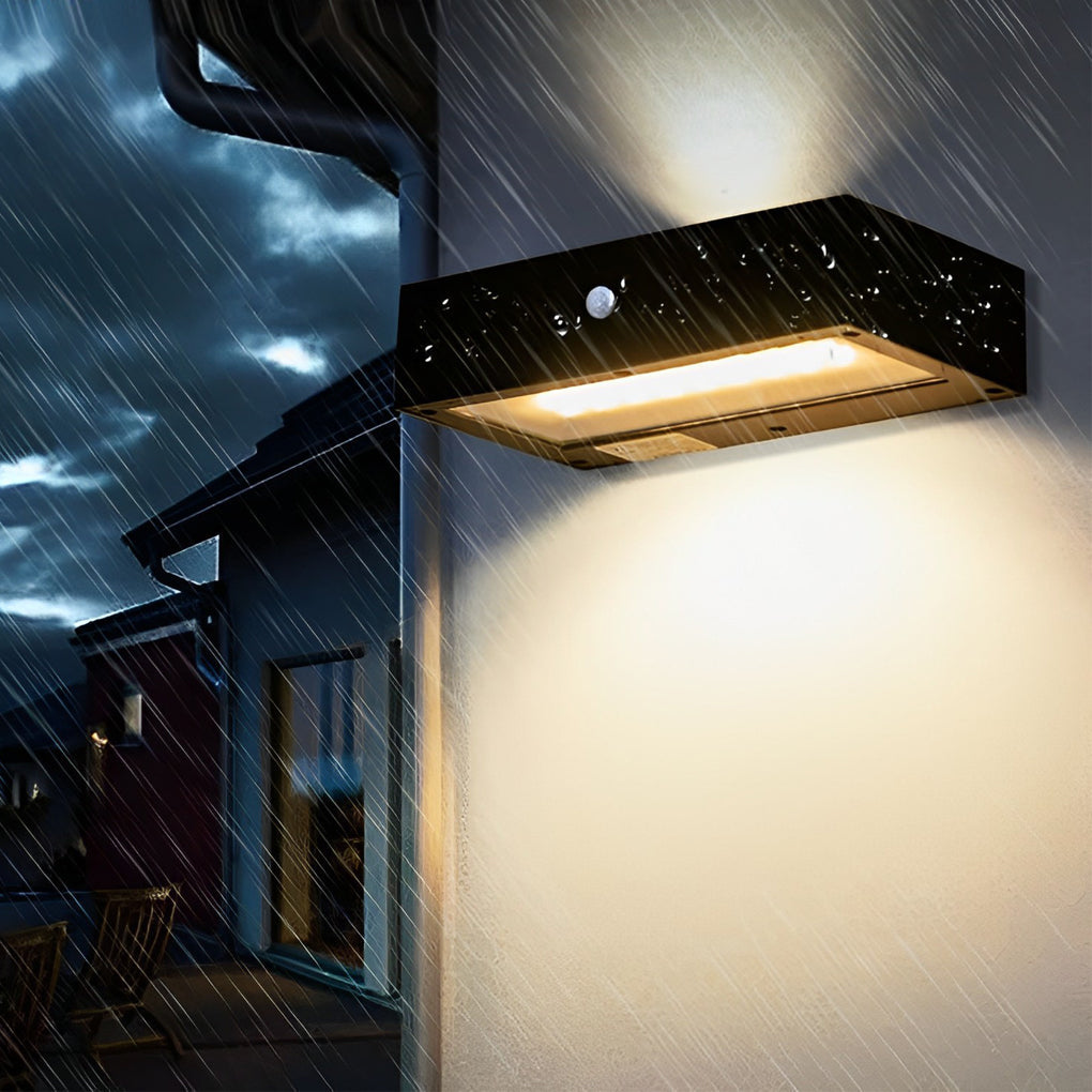 Modern Solar Powered Motion Sensor Wall Sconce Waterproof Outdoor Up and Down LED Security Light