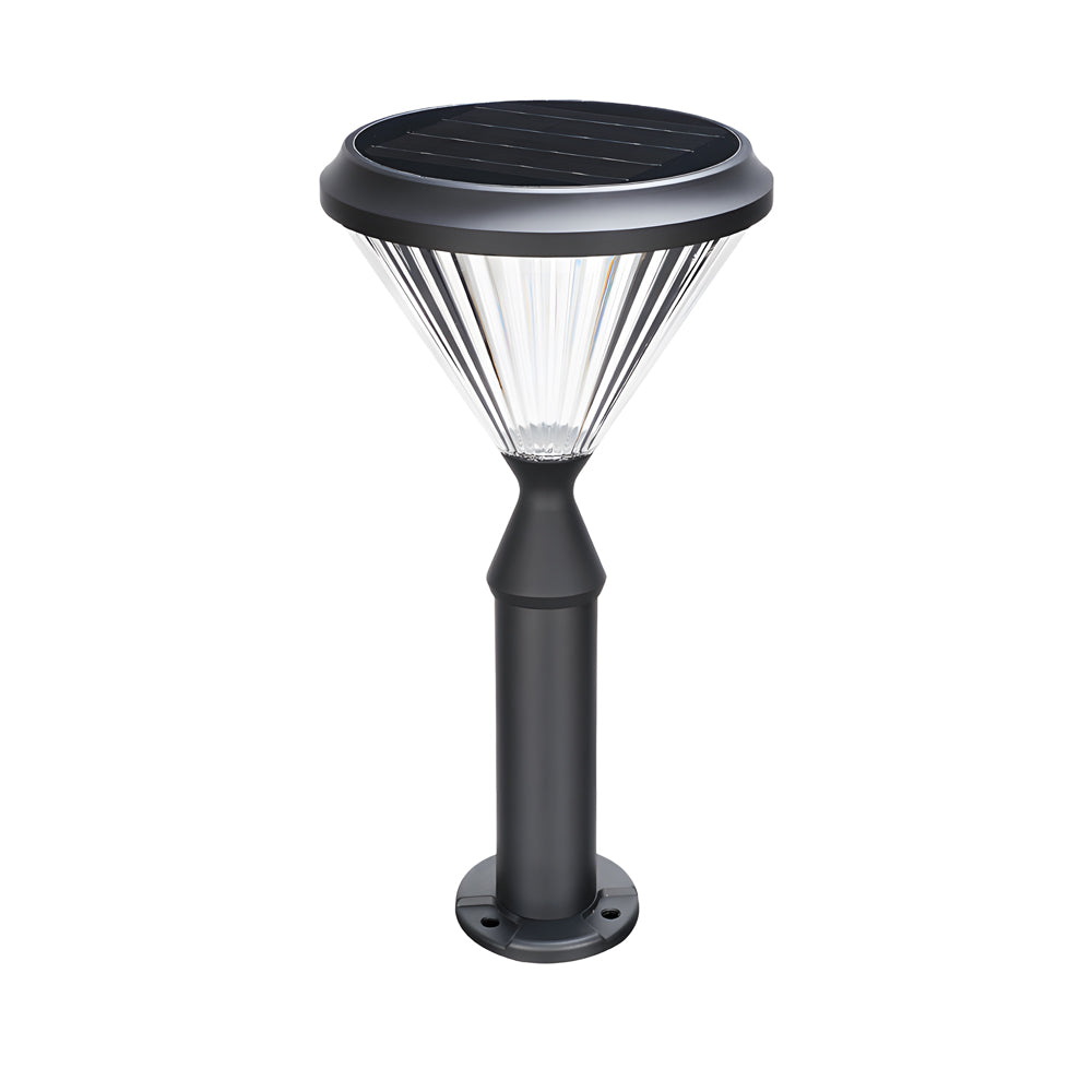 Modern Solar Powered Outdoor Bollard Path Light Waterproof Black Aluminum Garden Landscape Lamp