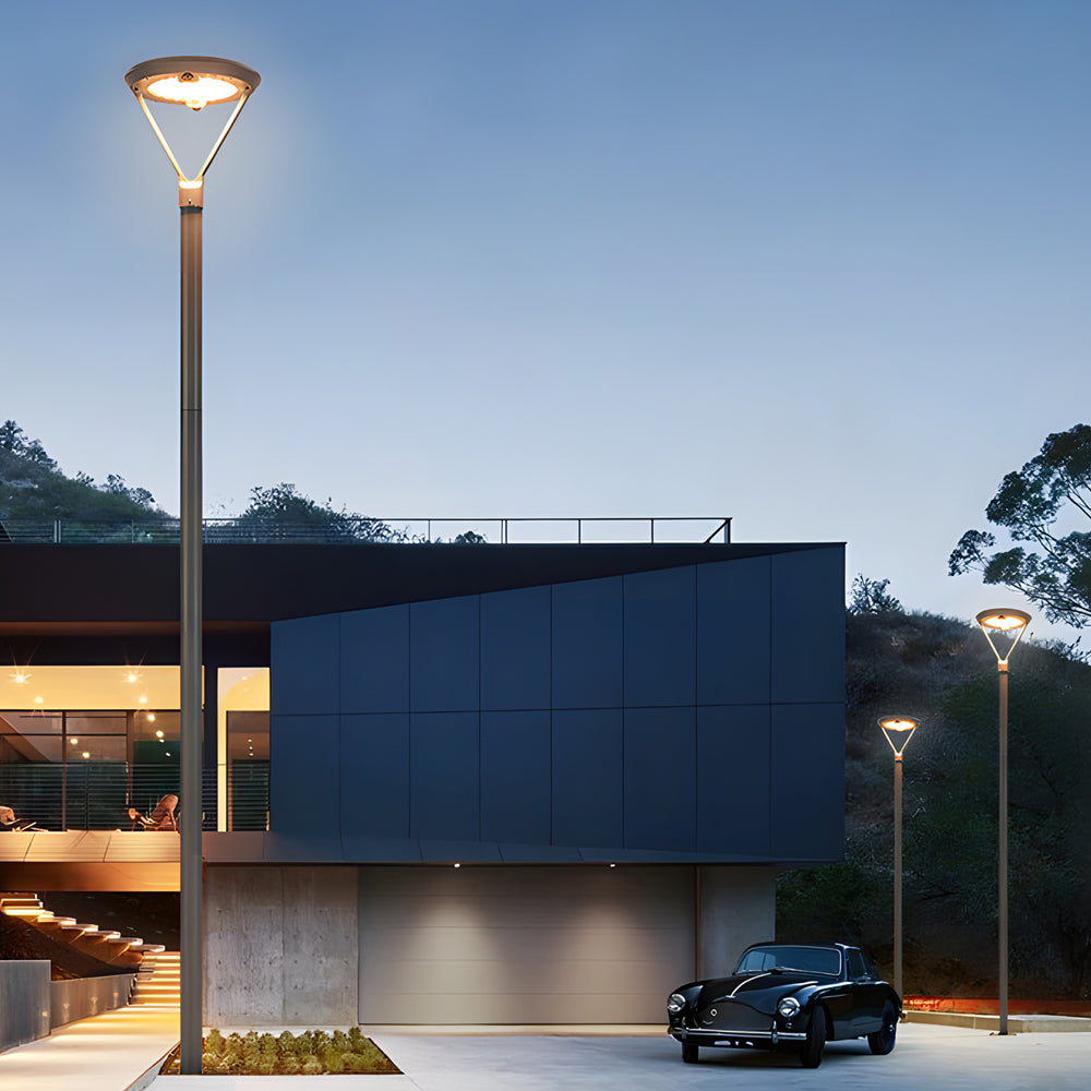 Modern Solar Powered Outdoor Garden Post Light Waterproof Dual Motion Sensor LED Pole Lamp