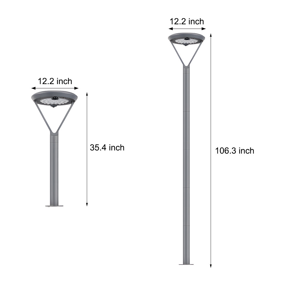 Modern Solar Powered Outdoor Garden Post Light Waterproof Dual Motion Sensor LED Pole Lamp