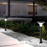 Modern Solar Powered Outdoor LED Bollard Path Light Waterproof Aluminum Garden Walkway Lamp in Black