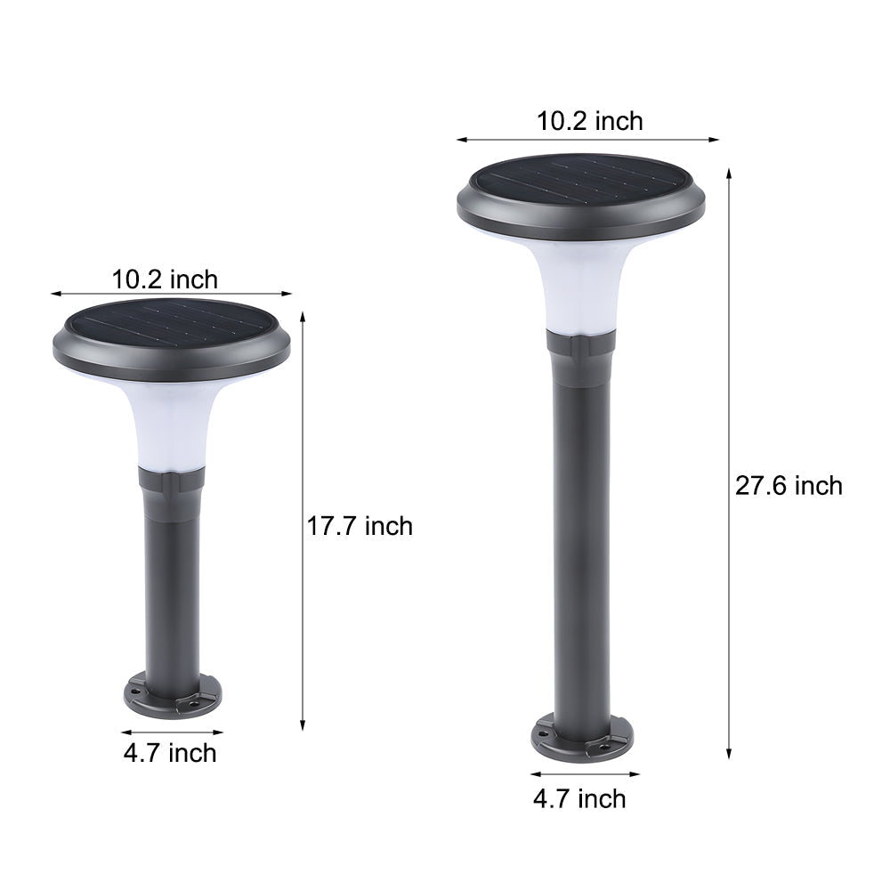 Modern Solar Powered Outdoor LED Bollard Path Light Waterproof Aluminum Garden Walkway Lamp in Black