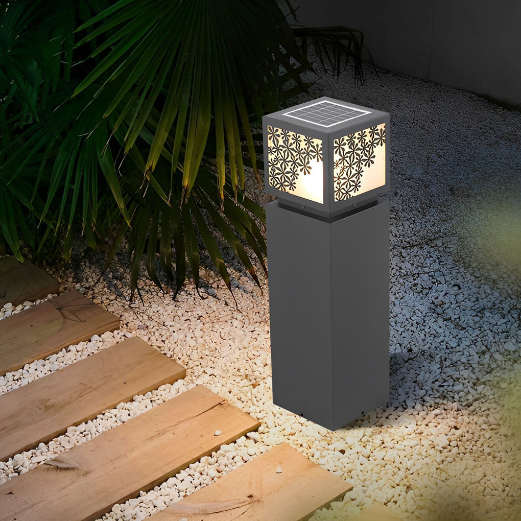 Modern Solar Powered Outdoor LED Pathway Light Waterproof Black Landscape Lawn Lamp for Garden