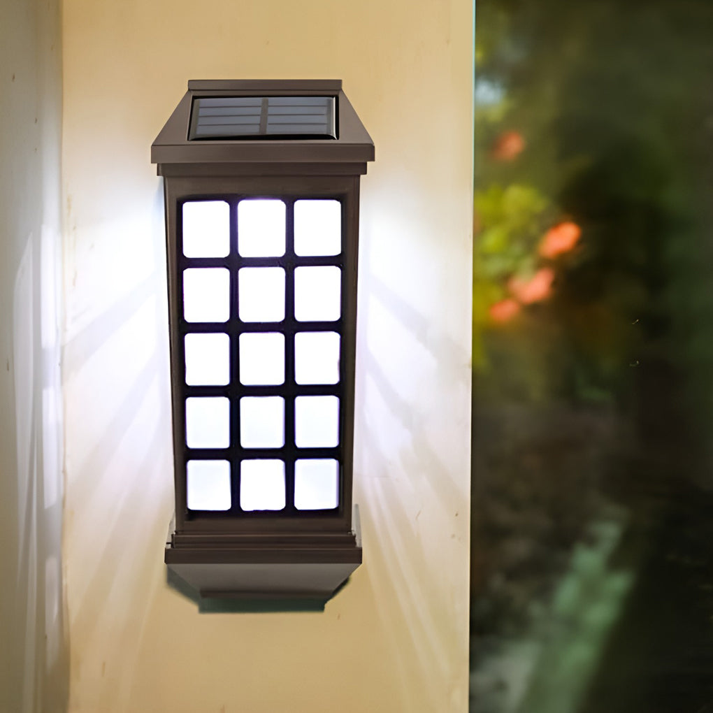 Modern Solar Powered Outdoor Wall Lamp Waterproof LED Exterior Sconce for Garden Patio and Courtyard