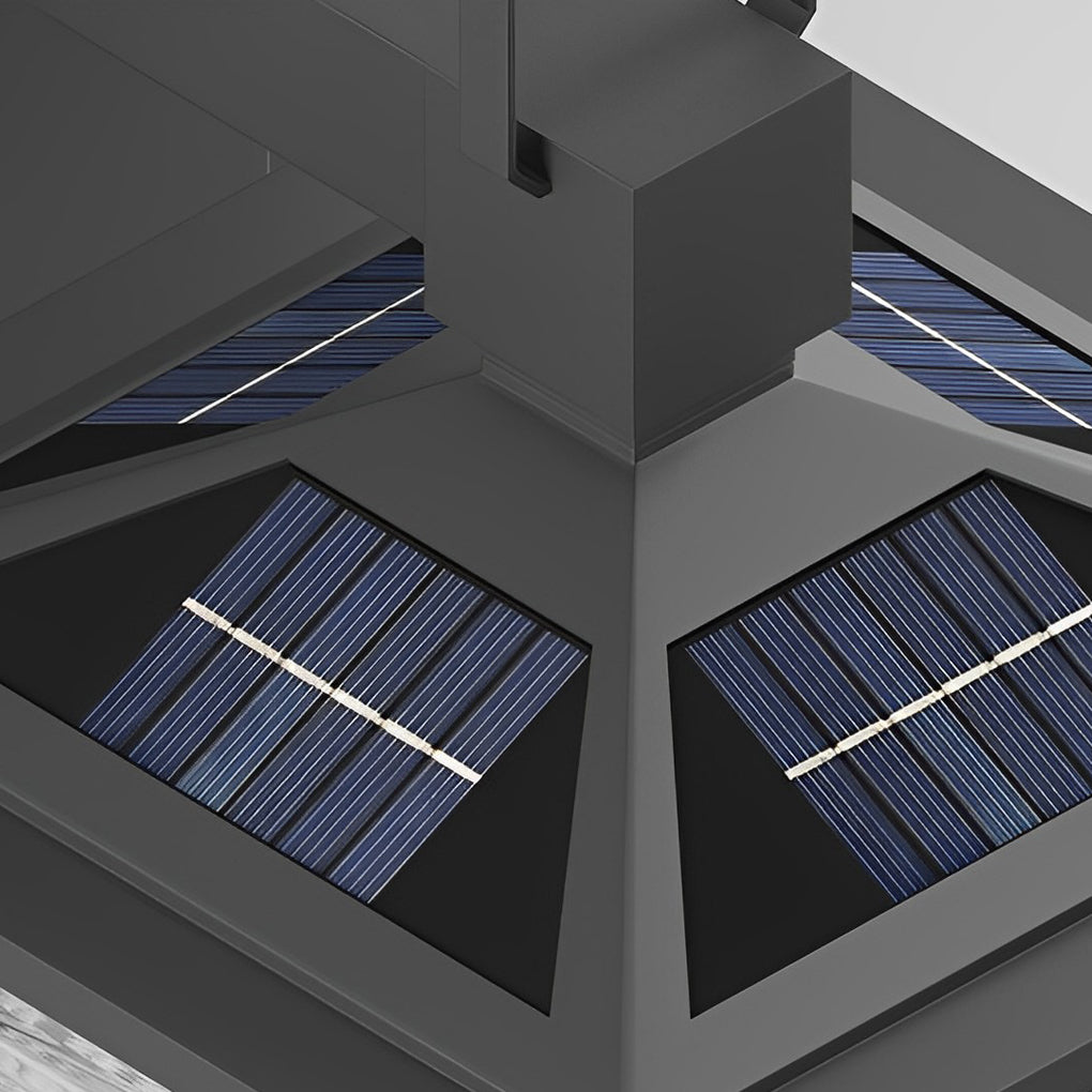 Modern Solar Powered Outdoor Wall Sconce Waterproof Black Aluminum Exterior Garden Light