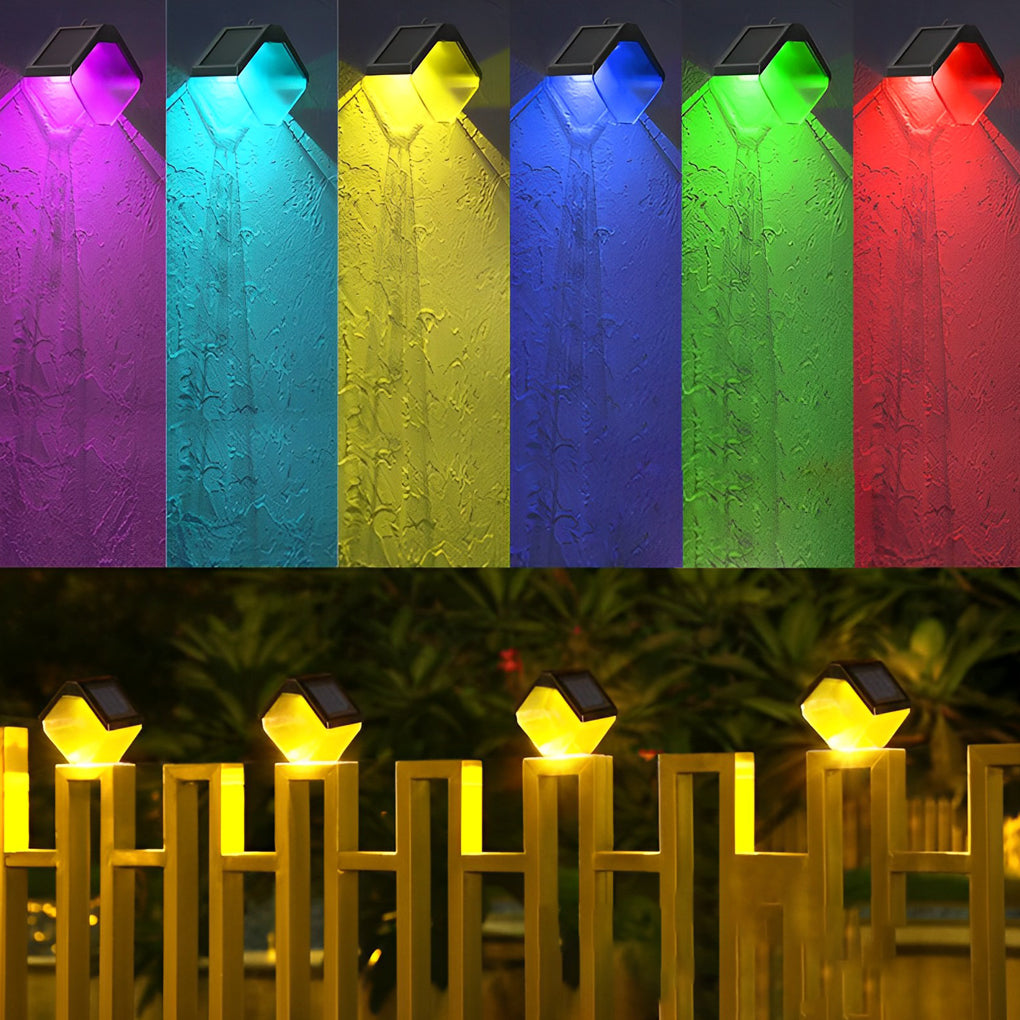 Modern Solar Powered RGB Color Changing Wall Washer Lights Waterproof Outdoor LED Sconces 2 Pack