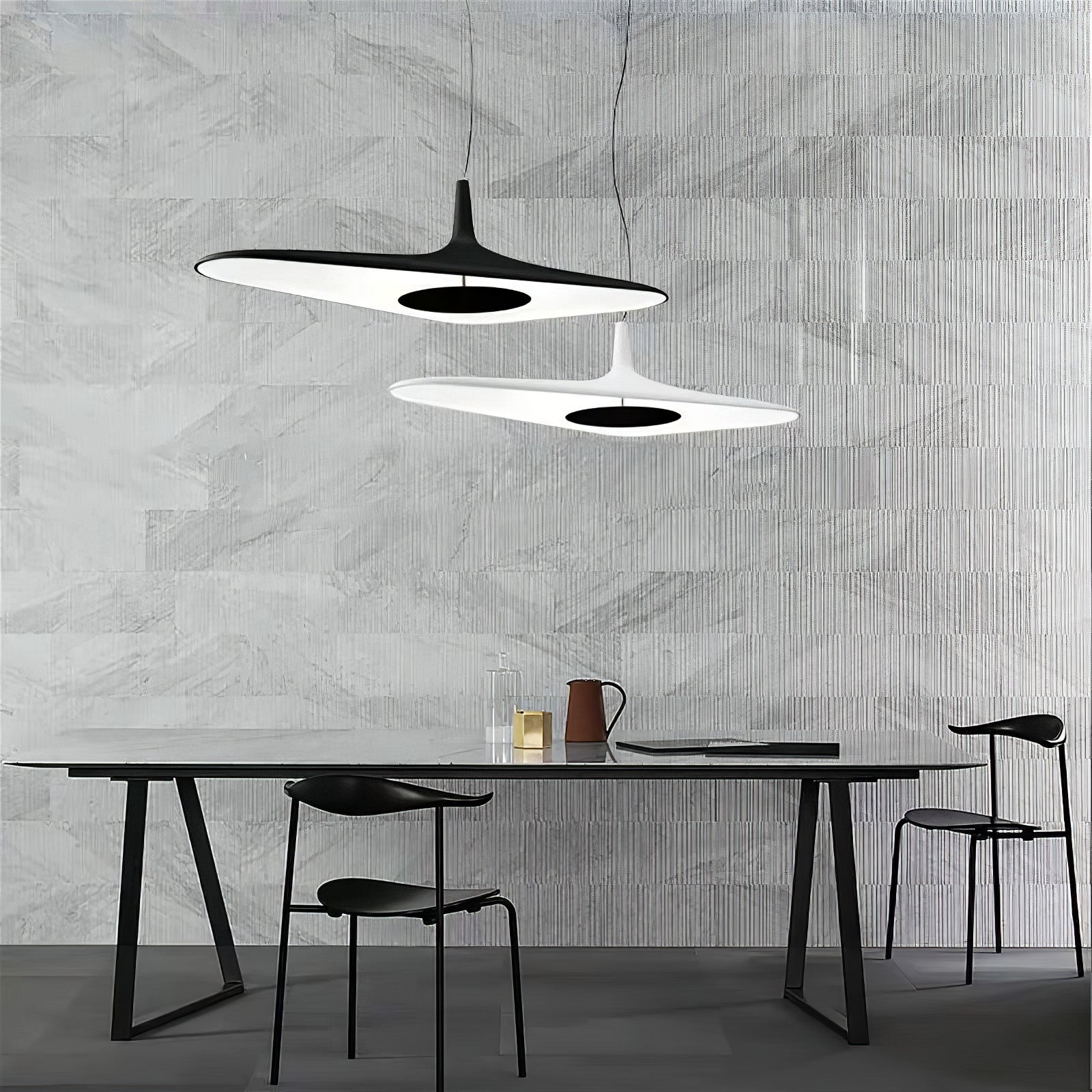 Modern Soleil Noir LED Pendant Light Slender Aerial Design Ceiling Hanging Lamp