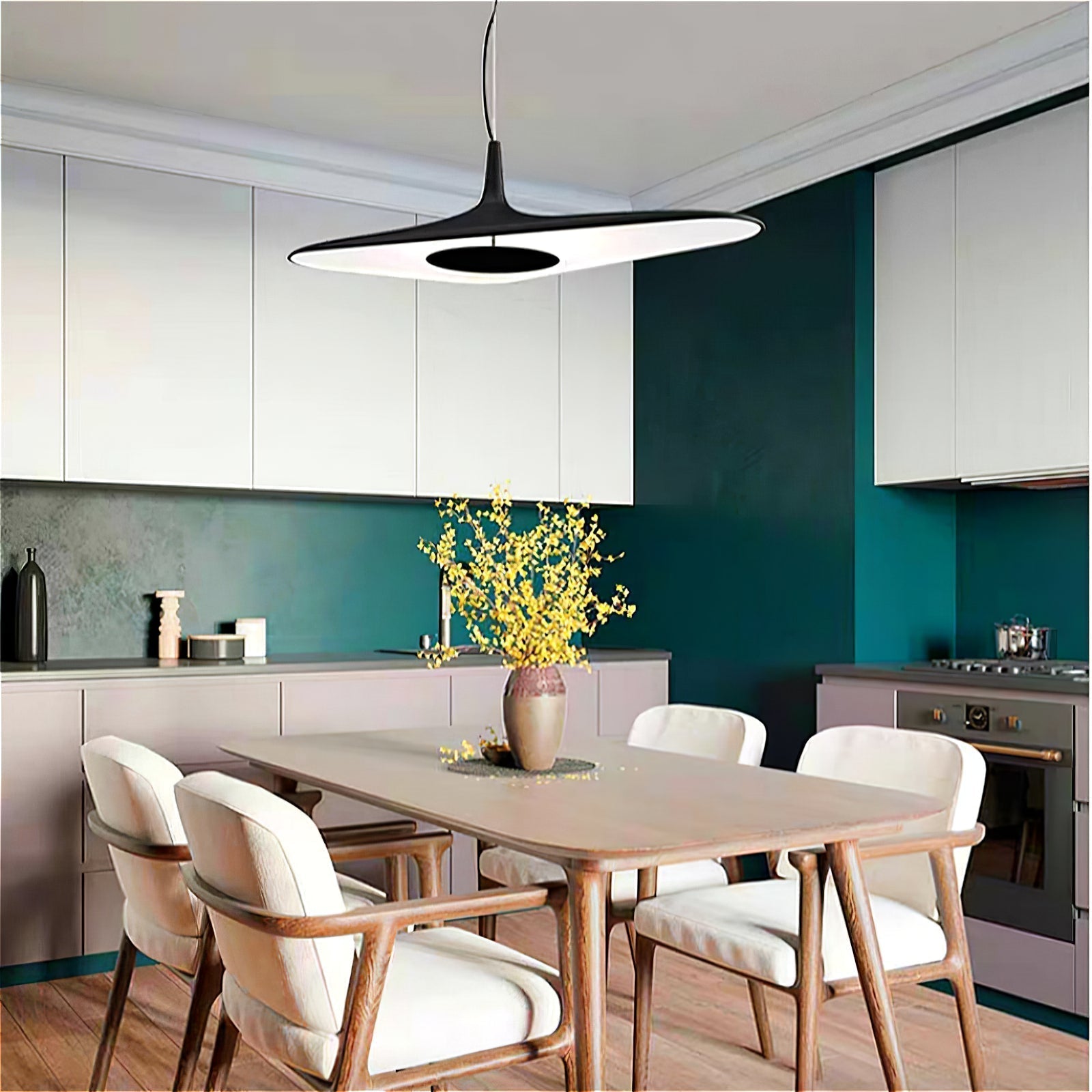 Modern Soleil Noir LED Pendant Light Slender Aerial Design Ceiling Hanging Lamp