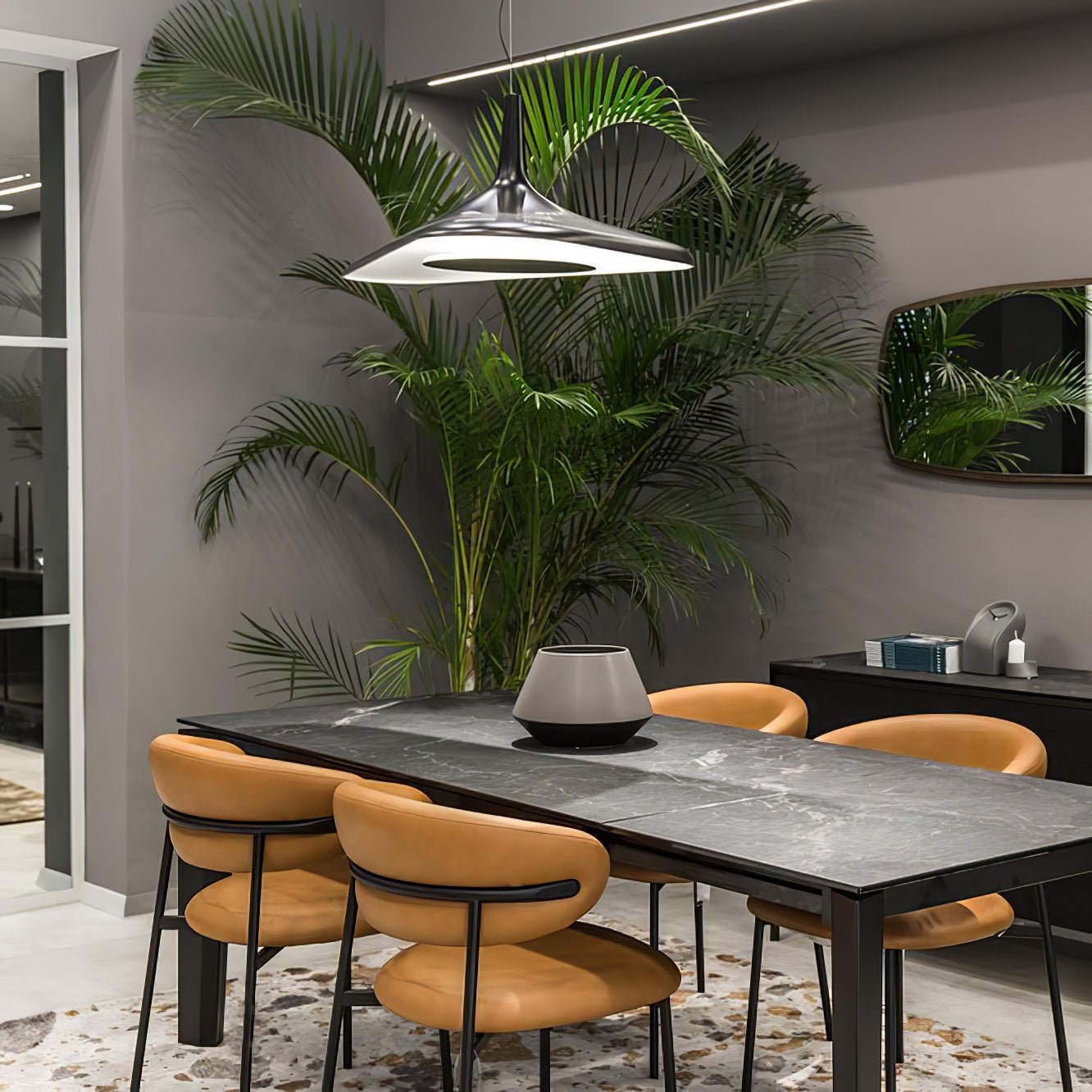 Modern Soleil Noir LED Pendant Light Slender Aerial Design Ceiling Hanging Lamp