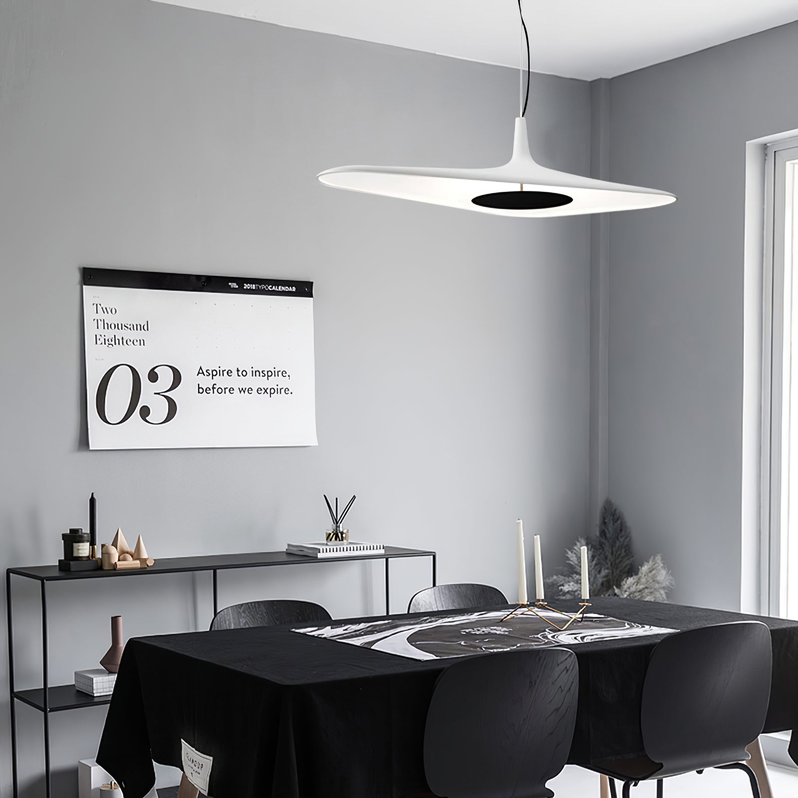 Modern Soleil Noir LED Pendant Light Slender Aerial Design Ceiling Hanging Lamp