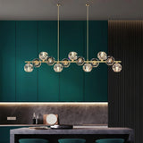 Modern Solid Brass Branch Chandelier with K9 Glass Crystal Ball Pendants for Living Room