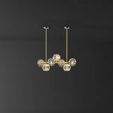 Modern Solid Brass Branch Chandelier with K9 Glass Crystal Ball Pendants for Living Room