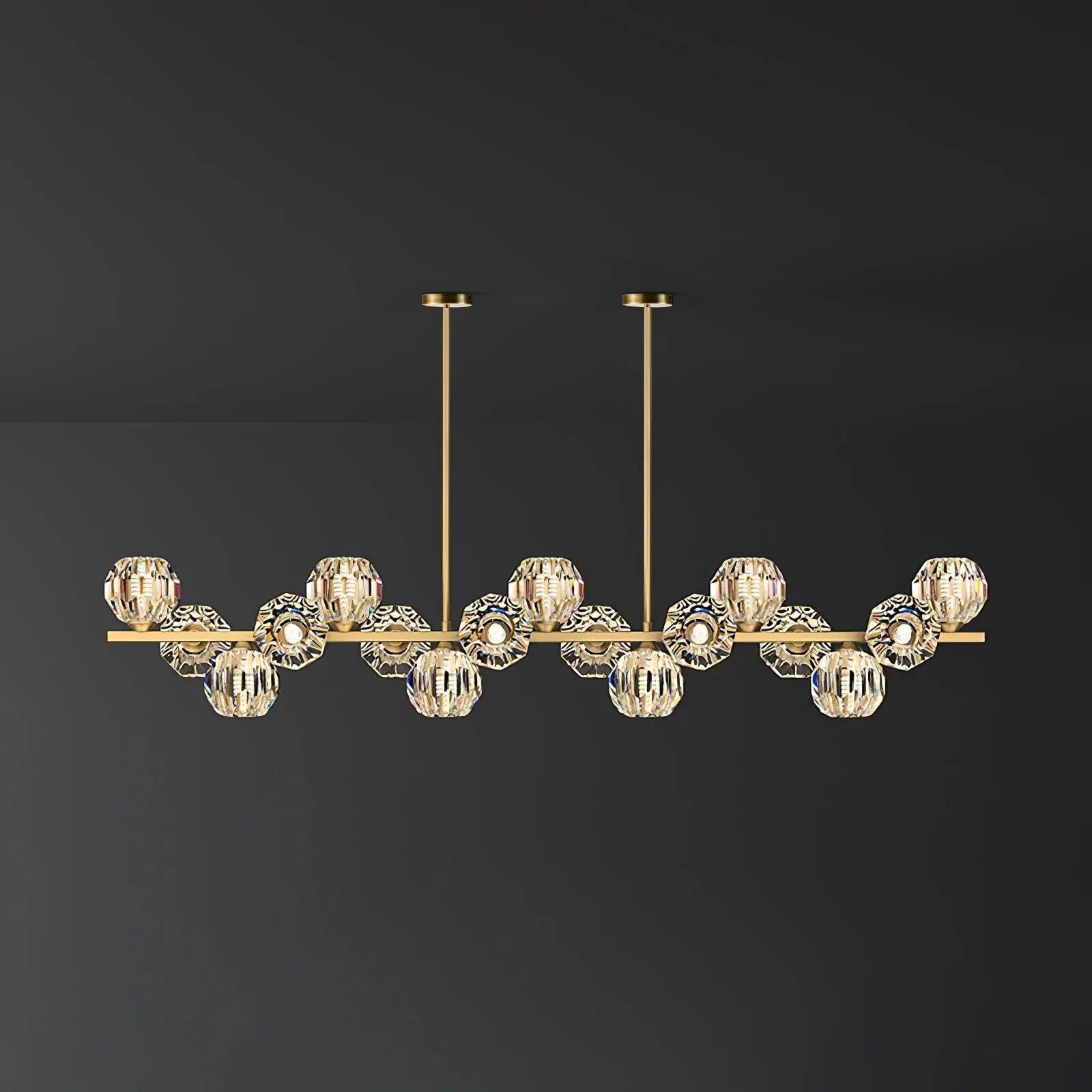 Modern Solid Brass Branch Chandelier with K9 Glass Crystal Ball Pendants for Living Room