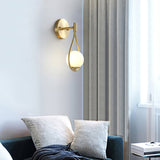 Modern Solid Brass Wall Sconce with Opal Glass Shade Set of 2 Indoor Wall Mounted Lighting Fixture
