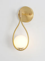 Modern Solid Brass Wall Sconce with Opal Glass Shade Set of 2 Indoor Wall Mounted Lighting Fixture