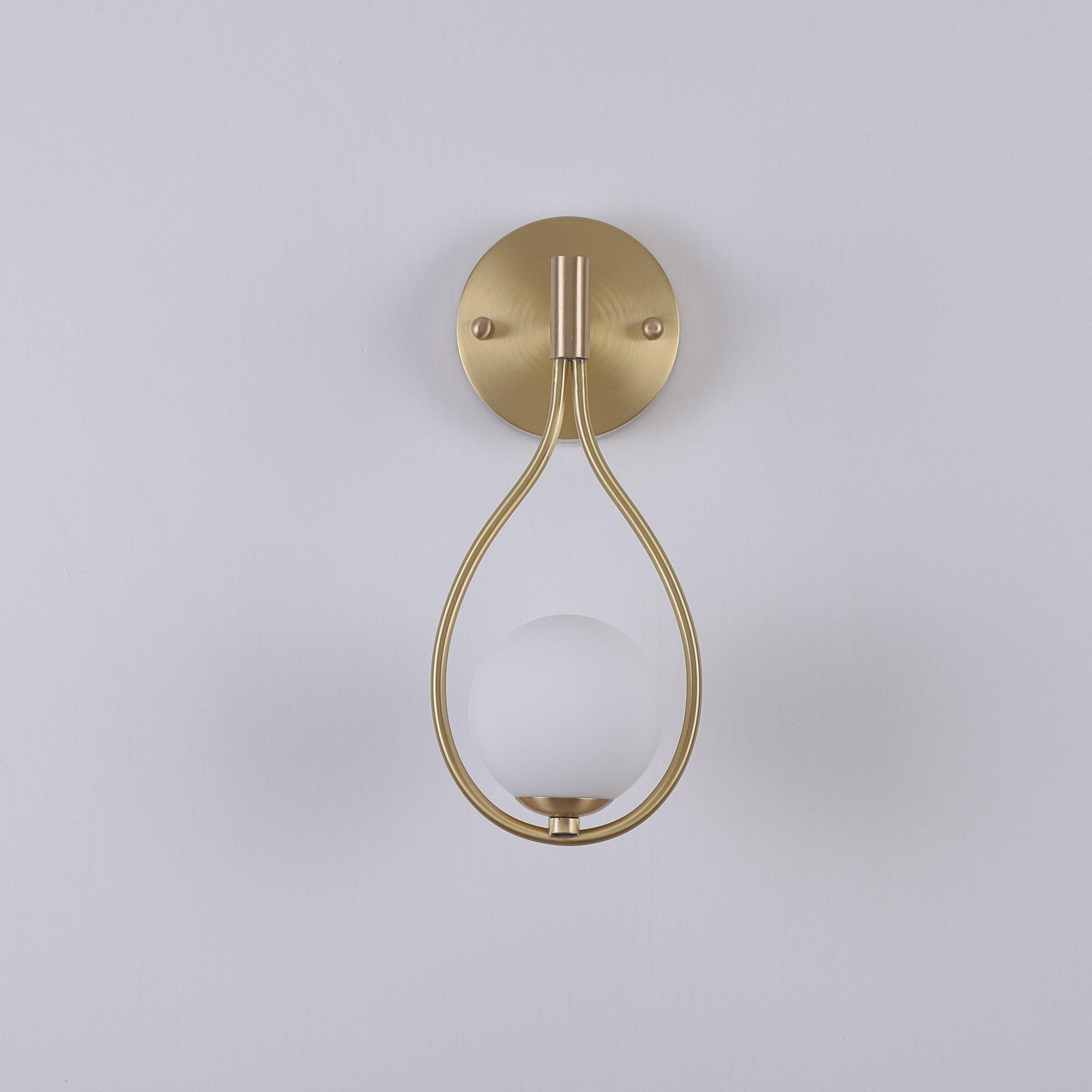 Modern Solid Brass Wall Sconce with Opal Glass Shade Set of 2 Indoor Wall Mounted Lighting Fixture