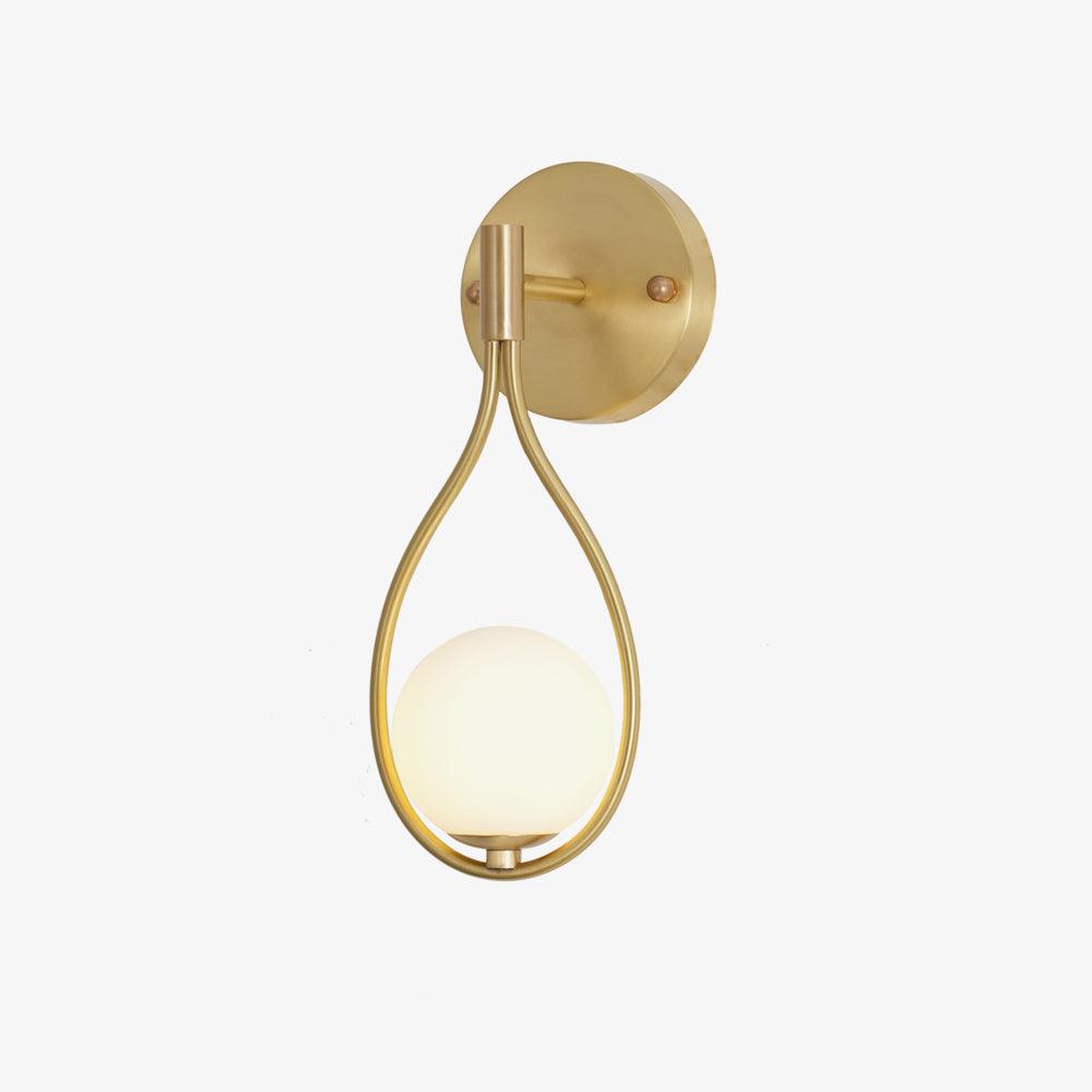 Modern Solid Brass Wall Sconce with Opal Glass Shade Set of 2 Indoor Wall Mounted Lighting Fixture