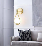 Modern Solid Brass Wall Sconce with Opal Glass Shade Set of 2 Indoor Wall Mounted Lighting Fixture