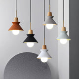 Modern Space Stone Spherical Pendant Light Resin and Wood Ceiling Hanging Lamp