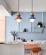Modern Space Stone Spherical Pendant Light Resin and Wood Ceiling Hanging Lamp