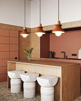 Modern Space Stone Spherical Pendant Light Resin and Wood Ceiling Hanging Lamp