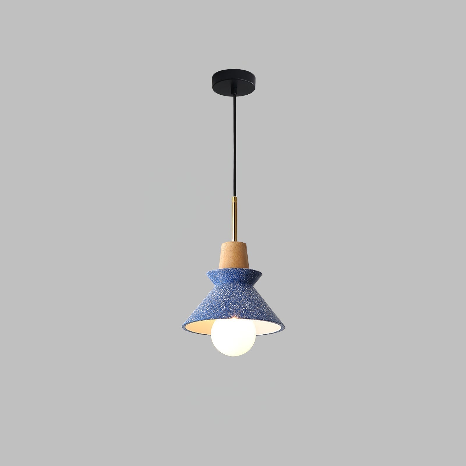 Modern Space Stone Spherical Pendant Light Resin and Wood Ceiling Hanging Lamp