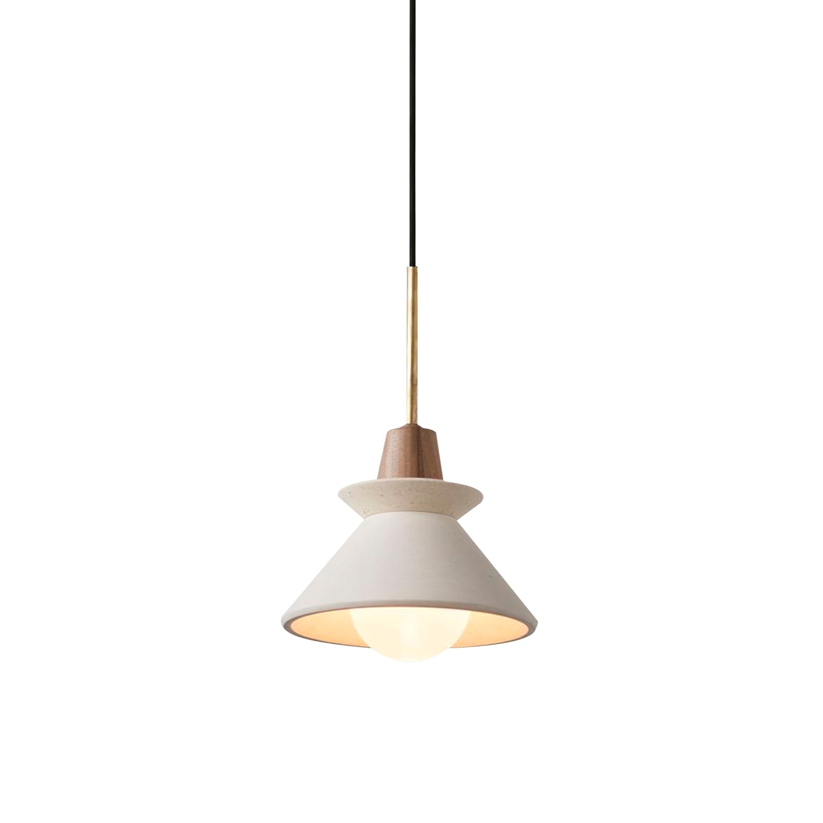 Modern Space Stone Spherical Pendant Light Resin and Wood Ceiling Hanging Lamp