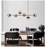 Modern Spherical Glass Bead Crown Chandelier Brass Industrial Pendant Light