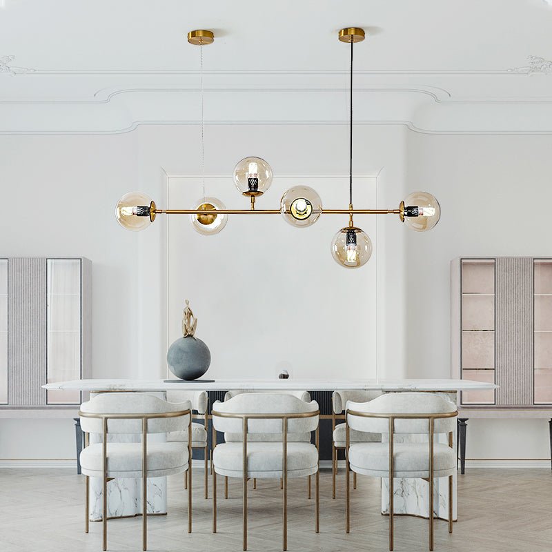 Modern Spherical Glass Bead Crown Chandelier Brass Industrial Pendant Light