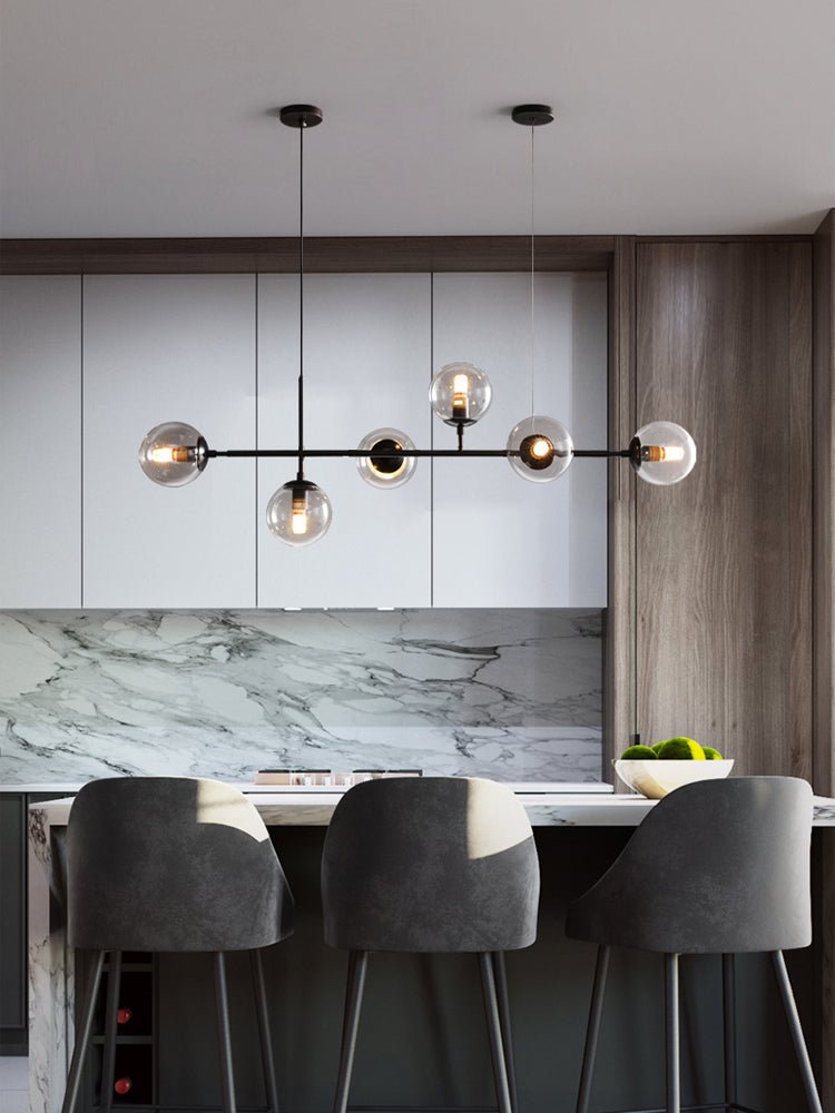 Modern Spherical Glass Bead Crown Chandelier Brass Industrial Pendant Light