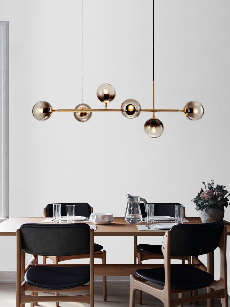 Modern Spherical Glass Bead Crown Chandelier Brass Industrial Pendant Light
