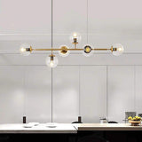 Modern Spherical Glass Bead Crown Chandelier Brass Industrial Pendant Light