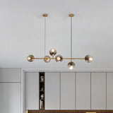 Modern Spherical Glass Bead Crown Chandelier Brass Industrial Pendant Light