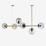 Modern Spherical Glass Bead Crown Chandelier Brass Industrial Pendant Light