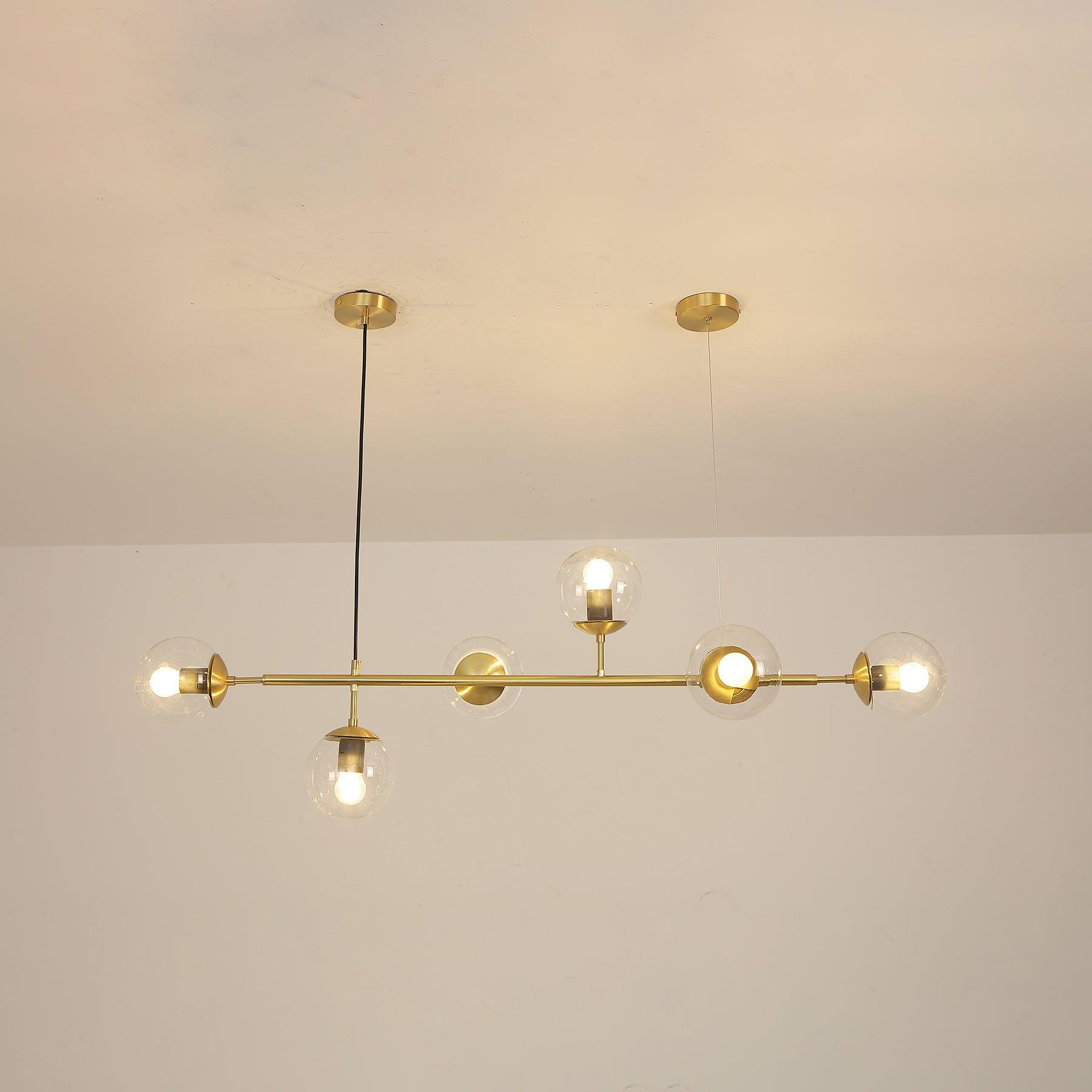 Modern Spherical Glass Bead Crown Chandelier Brass Industrial Pendant Light