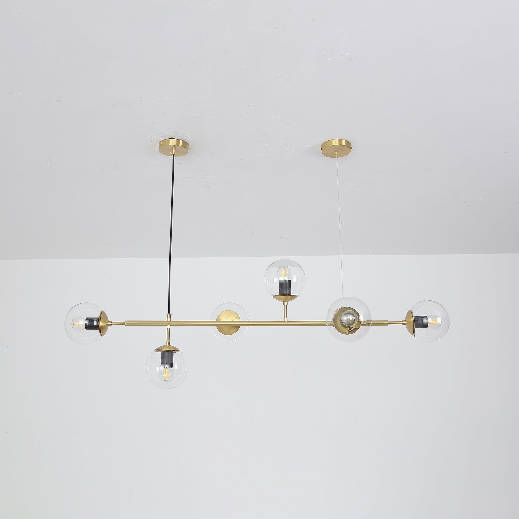 Modern Spherical Glass Bead Crown Chandelier Brass Industrial Pendant Light