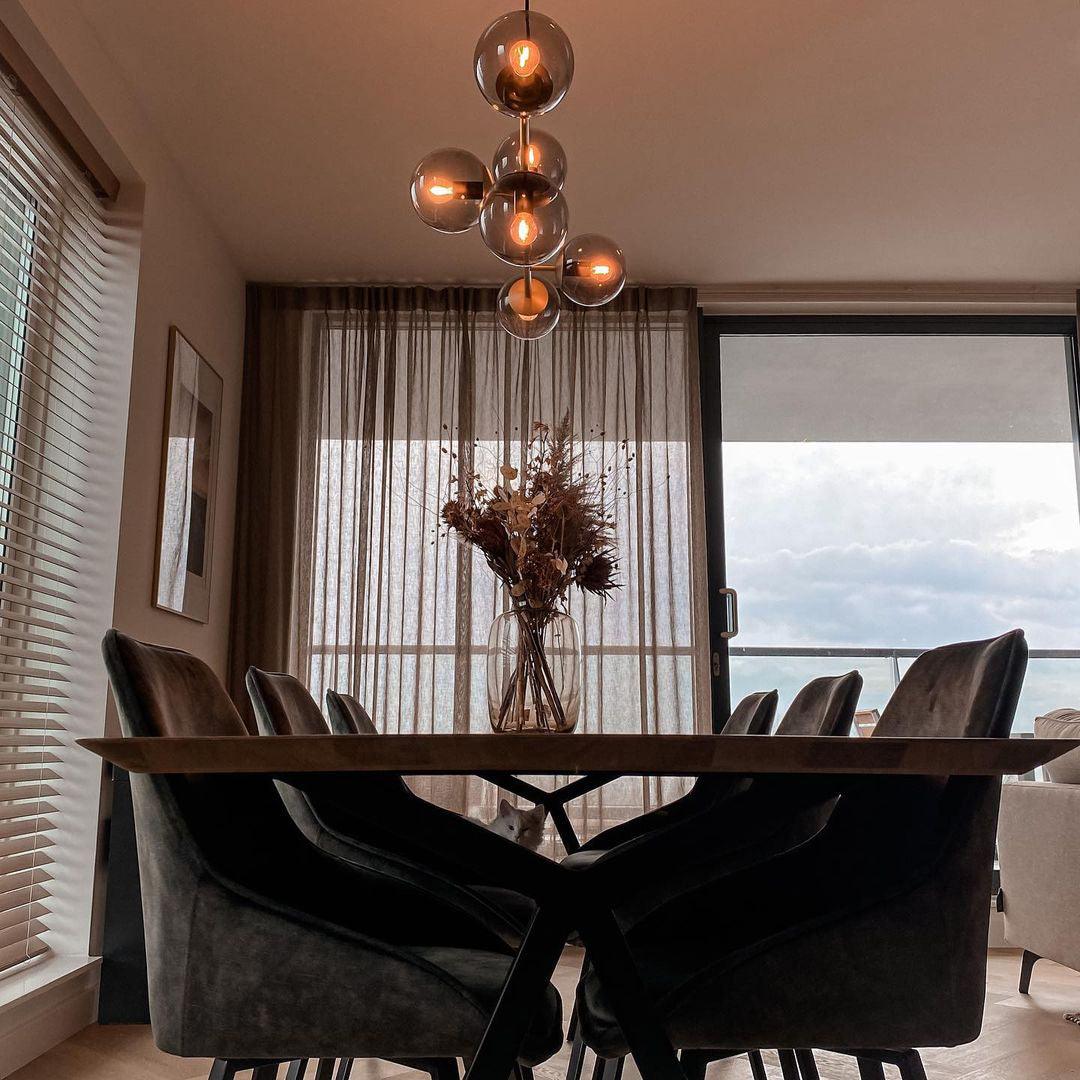 Modern Spherical Glass Bead Crown Chandelier Brass Industrial Pendant Light