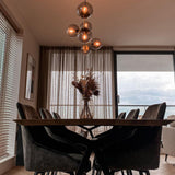 Modern Spherical Glass Bead Crown Chandelier Brass Industrial Pendant Light