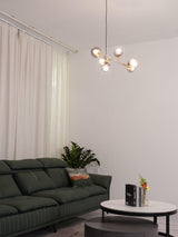 Modern Spherical Glass Bead Crown Chandelier Brass Industrial Pendant Light