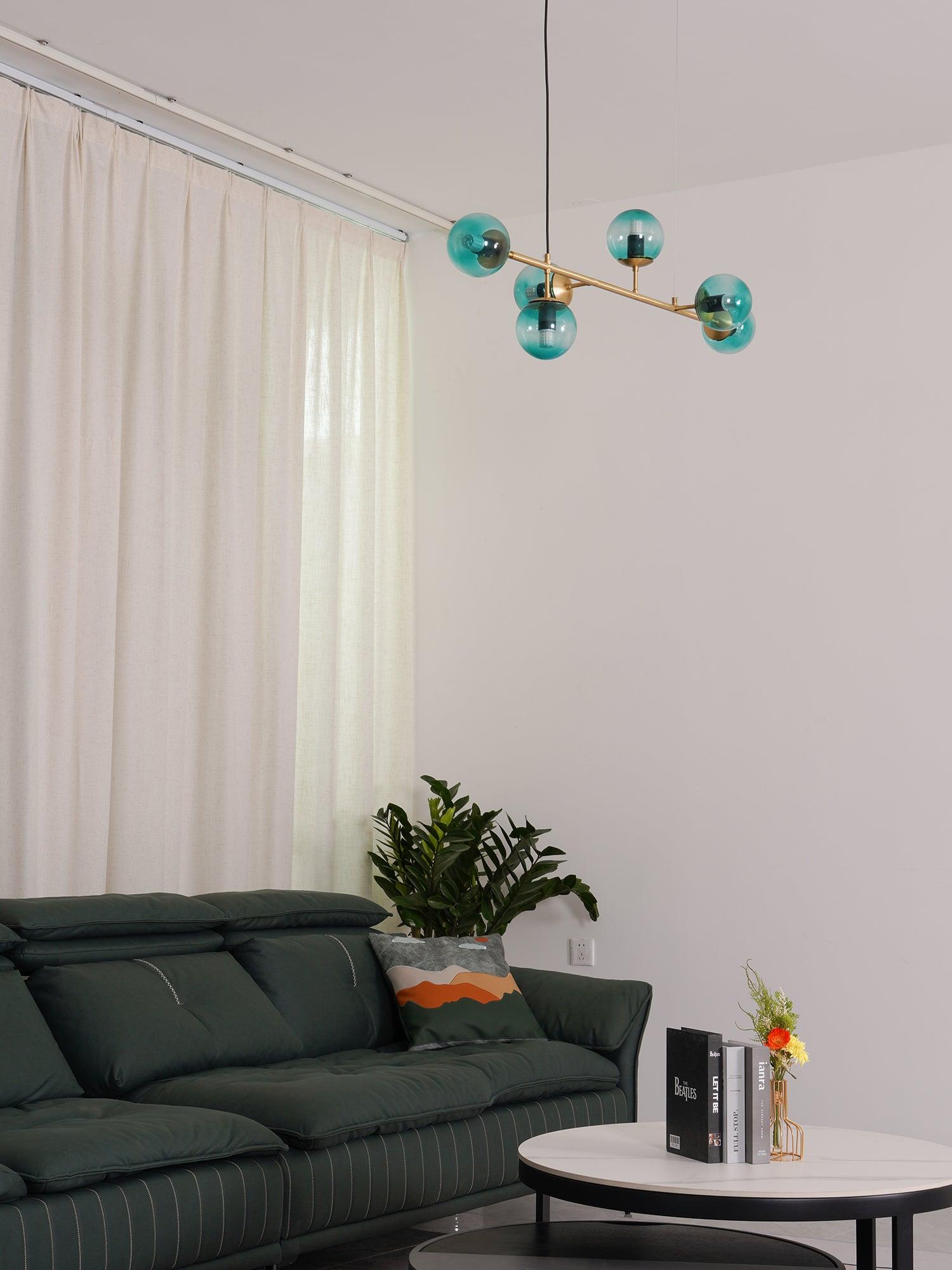 Modern Spherical Glass Bead Crown Chandelier Brass Industrial Pendant Light